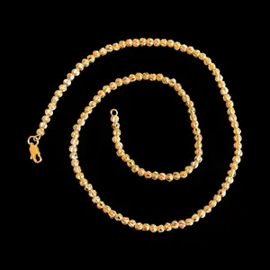 Stainless  Steel Gold Plated Diamond Cut Ball beaded 2 mm Metal Coating
