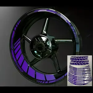 16-Piece Motorcycle Decal Set, 17-Inch Wheel Rim Stickers with Stripes, Durable PVC Material, Eye-Catching Wheel HUB Decorations