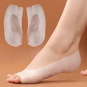1pair For Dry Cracked Feet, Silicone Gel Moisturizing Socks - Anti-Crack Foot Care with Soft Stretch Fabric, Open Toe Heel Protectors, All-Season Comfort