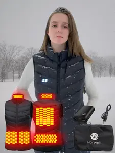 【Includes Power Bank】Norwell Women's Heated Vest with 7.4V/3A 5000mAh Battery Pack, 5 Zones 3 Levels, Machine Washable, Windproof Winter Outdoor Lightweight Heat Vest Hunting Skiing-Black,Valentine's Day,Father's Day,Christmas Gift