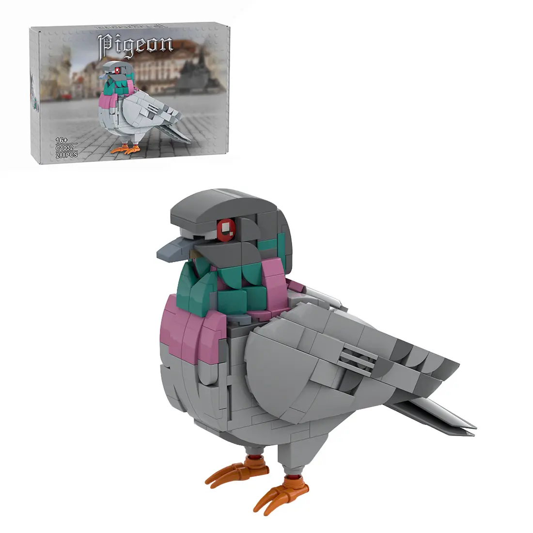Feral Pigeon Interlocking Building Block Set, 255-Piece Realistic Animal 3D Puzzle Model Building Kit, Collectible Construction Set for Display