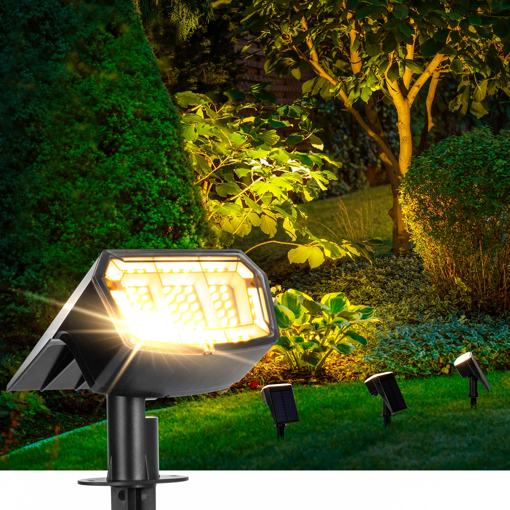 【SummerVibes】AUDERWIN Solar spotlights Outdoor 63 LED 3 Lighting Modes, IP65 Waterproof Lighten Yard Garden House Garage Pathway, solar lights for Christmas Decorations, Mother's Day solar walllight,campingessentials,outdoorfurnitureset,campinggear