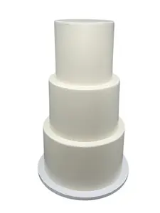 FromJennWithLove 3 Tier Fake Cake 18" Tall Smooth Ivory 6-8-10 Inch Tiers for Wedding Event Decorations with Topper Display