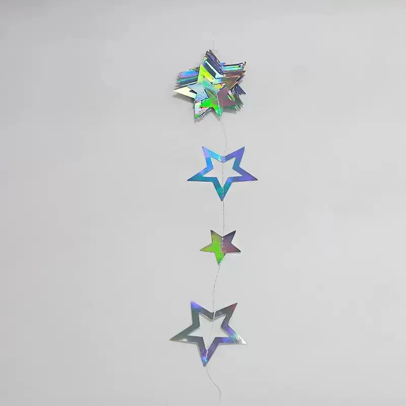 Shiny Cutout Star Sequin Ceiling Decoration, Hanging Ornament, 157.48 Inches Laser Cut Paper, Wedding, Christmas, Birthday Party, Halloween Decor, Home Party Decorations
