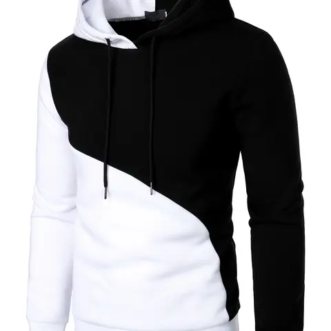 Men's Hooded Sweatshirt Colorblock Casual Pullover, Casual Pullover Sweatshirts, Fall Winter Outdoor Sports Men's Hoodie, Fitted Moderate Fabric, Comfortable Style, Casual Streetwear Sweatshirt, Casual Fashion Sweatshirt, Hoodie Clothing Tops