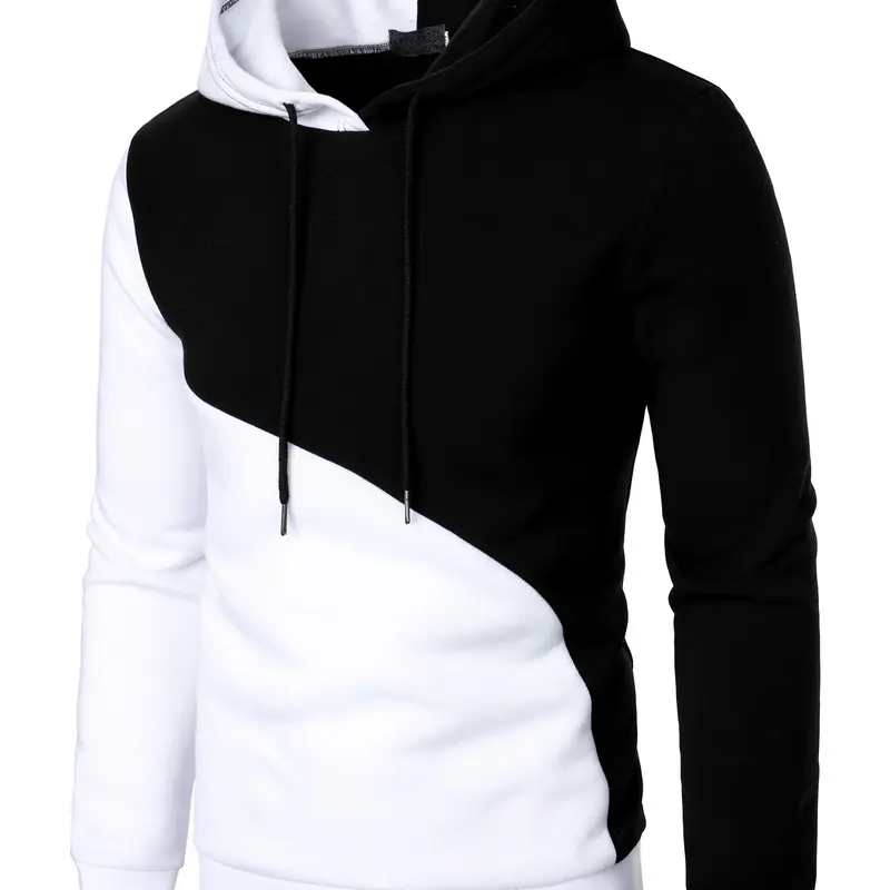 Men's Hooded Sweatshirt Colorblock Casual Pullover, Casual Pullover Sweatshirts, Fall Winter Outdoor Sports Men's Hoodie, Fitted Moderate Fabric, Comfortable Style, Casual Streetwear Sweatshirt, Casual Fashion Sweatshirt, Hoodie Clothing Tops