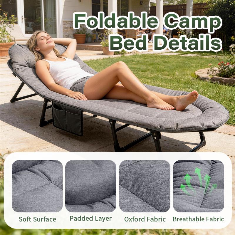 Camping Cot for Adults, 6 Angle Adjustable Folding Camping Bed with Mattress, Foldable Camping Bed for Camp, Office, Outdoor, Lightweight Camping Cot Supports 500 lbs,78.74*23.62*11.81inch Camping Cot for Adults, 6 Angle Adjustable Folding Camping Bed with Mattress, Foldable Camping Bed for Camp, Office, Outdoor, Lightweight Camping Cot Supports 500 lbs,78.74*23.62*11.81inch