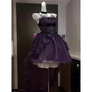 Female Elegant Korean Popular Clothes French Summer Vintage Gothic Lolita Dress Set Women Harajuku Y2k Bow Ruffles Party Dress Formal Womenswear