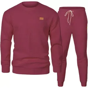 [Holiday Haul]KZZ Men's 2 Piece Sweatsuits Outfit Crewneck Jacquard Sweatshirt & Joggers High-Quality Fabric Classic Design for Fall Winter Spring christmas gifts for him Athletic Activewear Tracksuits Casual Workout Loungewear men's sweatsuit set SpringS