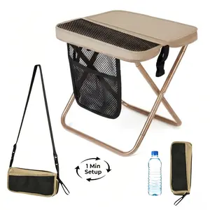【Father's Day Gift】Portable Folding Stool, Lightweight Mini Seat, Max Load Capacity 300lbs, Compact Camping Chair with Crossbody Bag, For Queuing, Fishing, Hiking, Outdoor Soft Adventure Gear, Camping Accessories Multifunctional