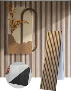 2 Packs 3D Wall Panels Peel and Stick | Wall Panels for Interior Wall Decor | Self-Adhesive High Density Soundproof Panels | Acoustic Wood Slat Wall Panels | 94.48 * 11.80in | 0.4" Depth