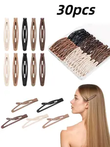 30 Pcs 5 Colors Metal Snap Hair Clips, 2.36 Inch Hair Barrettes for Women Girls, Cute Holiday Birthday Mothers Day Gifts