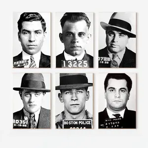 Gangster Mobster Mafia Mugshot Posters for Men Boys Teens Guys Vintage Crime Photos Man Cave Bar Bedroom Living Room Decor Funny Wiseguy Mob Wall Art