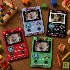 Personalized Father Gamer Photo Magnet Frame, Father's Day Gift, Retro Game Console Photo, Gamer Dad, Dad Gaming Room Decor, Grandpa Photo, Fathers Day Gift Ideas 2026, Father's Day Gift