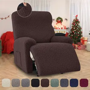 Muti-Seater Elastic Recliner Sofa Cover Stretch Armchair Covers Couch Slipcover With Pocket For Living Room, Office, And Home Decor，Pet-Friendly Polyester Fabric for Single & Multi-Seater Sofas, Full Coverage
