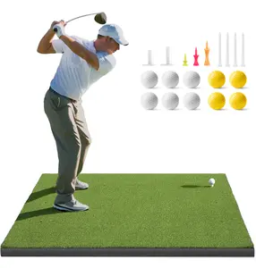 Golf Mat, 5x4ft/5x5ft Dense Elite Golf Hitting Mats Practice with 10 Balls, 9 Tees, Heavy Duty Artificial Hitting Training Matt for Backyard Driving Chipping Indoor Outdoor Simulators