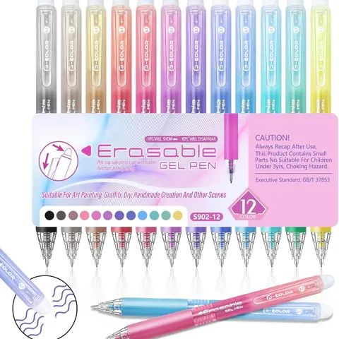 12 Pcs Assorted Color Erasable Gel Pens Set, Retractable 0.7mm Fine Point Clicker Erasable Gel Pens in 12 Assorted Colors, Smooth Writing, Drawing Writing Planner, Gifts for her, Back to School