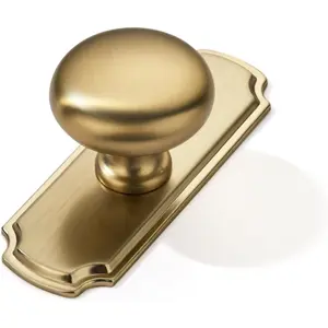 2 Pack 1-1/4 inch Backplate for Cabinet Knobs Brushed Brass Satin Gold Vintage Drawer Knobs with Backplate Cabinet Hardware