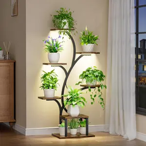 Plant Stand Indoor with Grow Lights, 7 Tiered Indoor Plant Shelf, 49" Corner Plant Stands for Indoor Plants, Metal Flower Display Shelves, Plant Rack for Home summerwins
