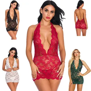 Lingerie Lace Bodysuit Deep V Backless Tie Sexy Hollow Out Loungewear Red Womenswear Bridal Basic Gifts  Gifts
