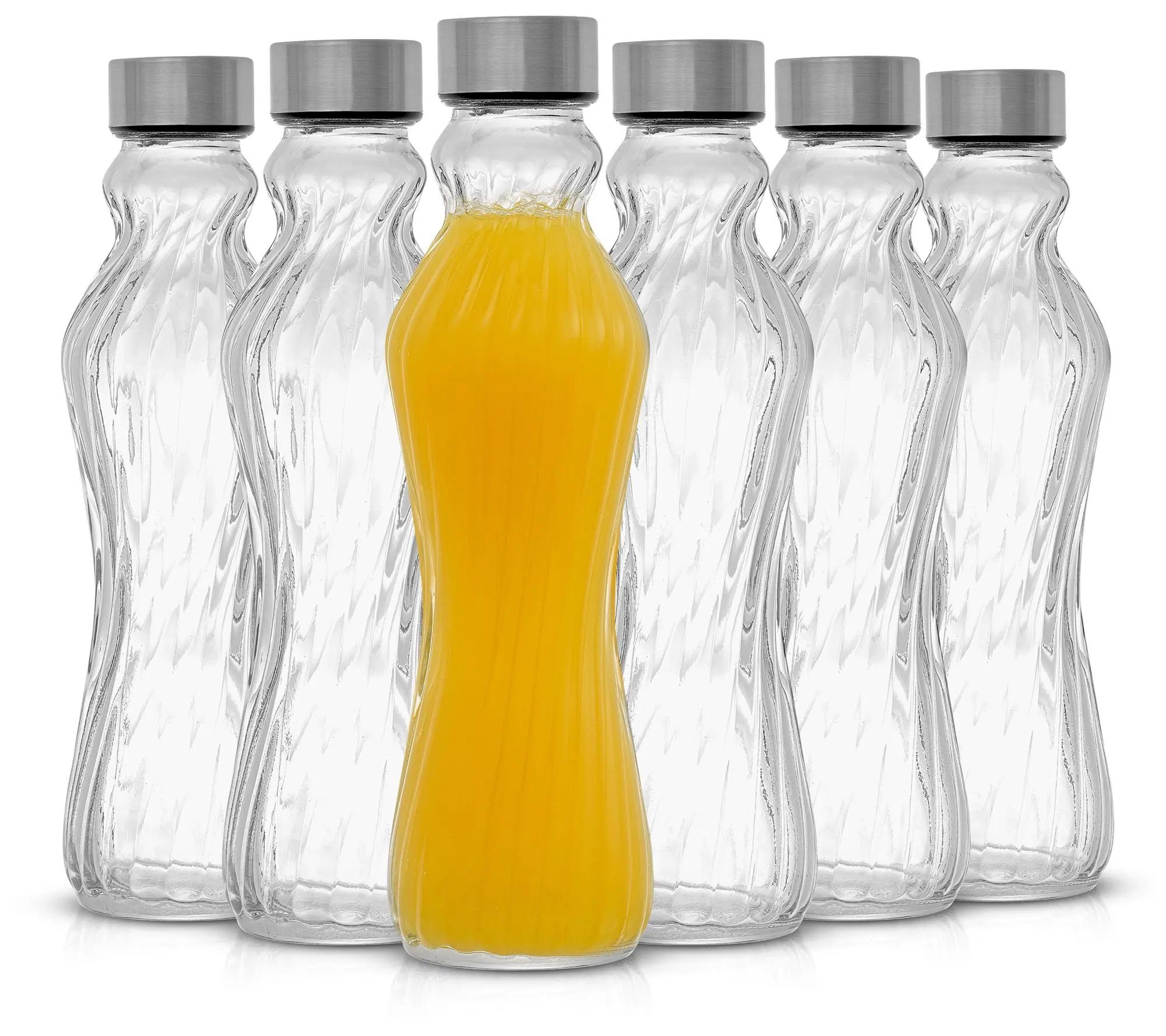 JoyJolt Spring Glass Fluted Water Bottles Set o6