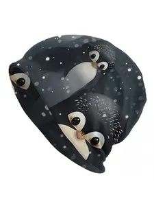 Biihudu Men's Penguin Beanie Hat - Cute Cartoon Penguin & Snowflake Design, Soft Warm Winter Cap for Cold Weather, Fashionabl