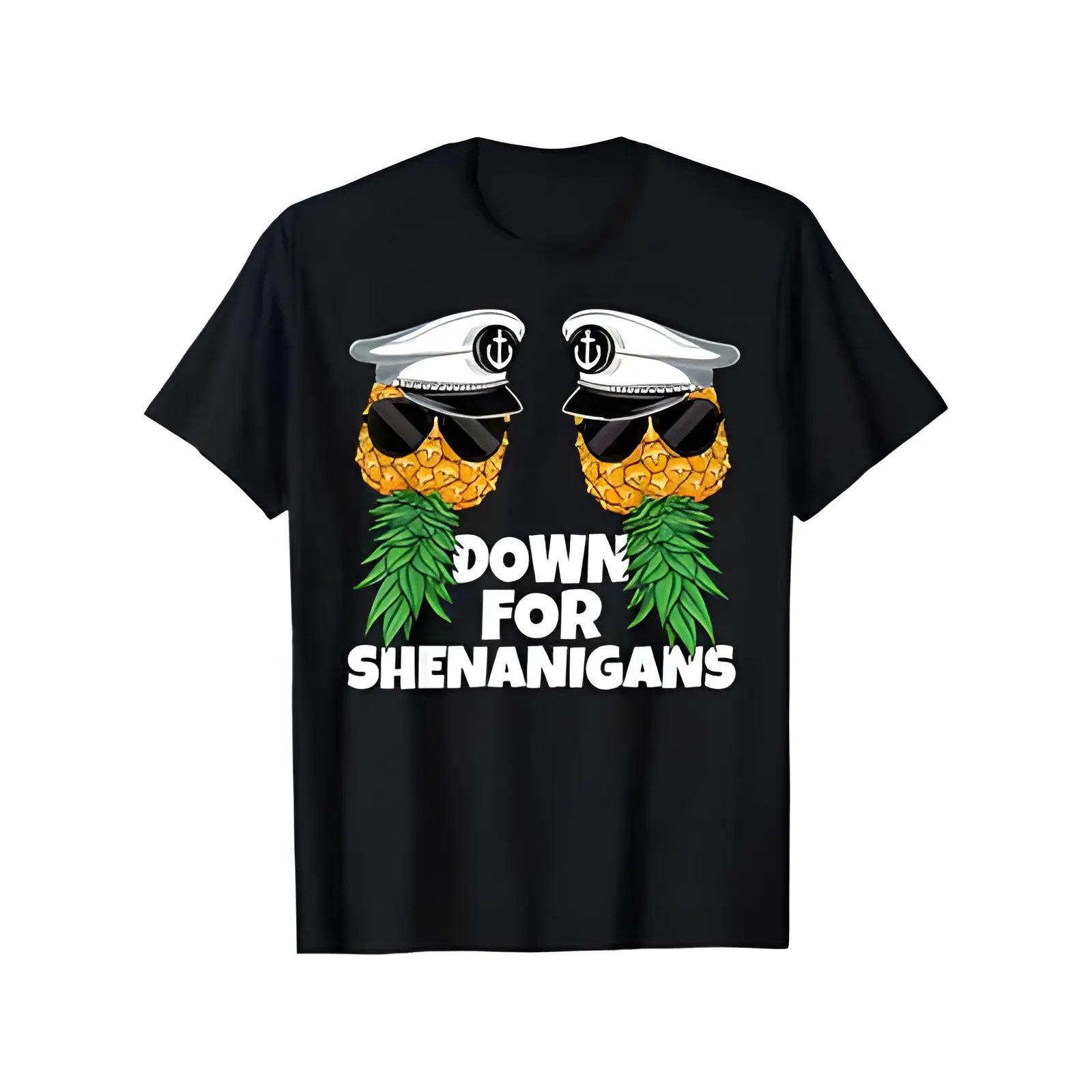 Men's Casual Streetwear T-Shirt, Pineapple Flower Cartoon Graphic, Soft Breathable Knitted Cotton, Loose Fit, Round Neck, Tops, Fancy, Shortsleeve, Menswear, Knitting, Soft Cotton, Pineapple Motif, All Seasons, Letter Slogan, Pineapple Graphic, T-Shirt To