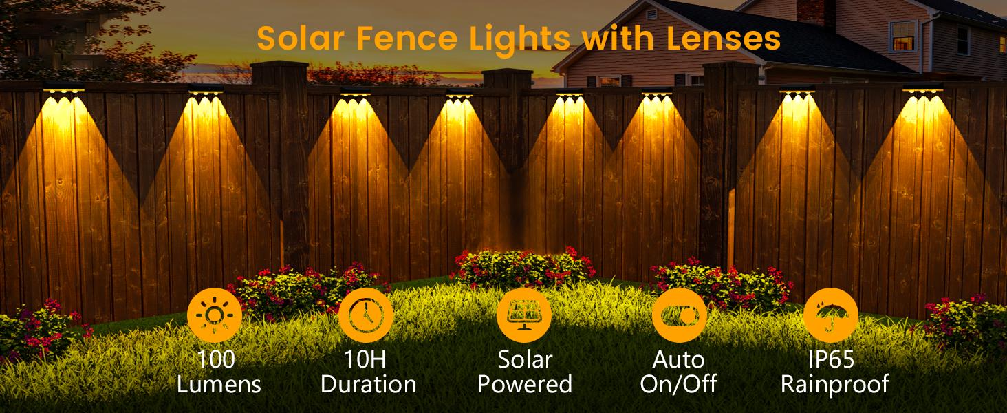 Solar Fence Lights Outdoor 8 Pack, Warm White & RGB 9 Color Changing, Waterproof LED Solar Lights for Fence Post Deck Railing Patio Backyard Garden Decor
