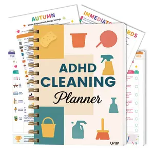 UPTIP 2026 ADHD Cleaning Planner & Declutter Workbook for Adults & Kids – Stay Focused with Daily, Weekly, Monthly & Seasonal Cleaning Checklists, Reward System, Time Blocking, Habit Tracker & Home Organization Routine beautiful design