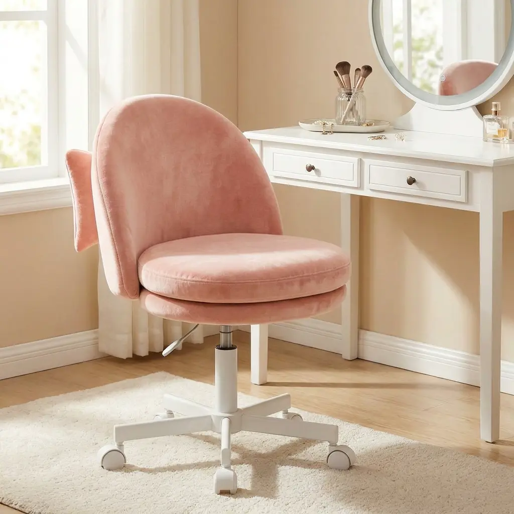 Vanity Chair with Velvet Fabric, Small Tall Armless Chair with Back, Cute Candy Chair for Girls Gift Living Room/Makeup Room/Bedroom/Kitchen,Girl Room Decor