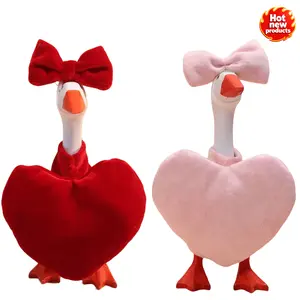 2Pack 7 inch Desk Goose Outfits Valentine Heart Goose Outfit Mini Porch Goose Clothes Mini Porch Goose Costume Yard Silly Lawn Duck Shirt(No Statue）