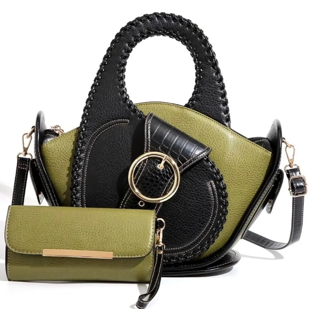 Leather Handbag Set with Matching Wallet