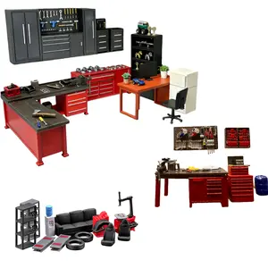 Diorama 1:64 Scale Car Repair Tools Model Set City Garage Repair Workshop Scene Props Model Accessories Toy Alloy Die-Cast Model Car Display