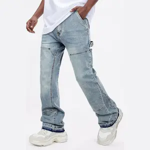 GINGTTO Men's Stacked Flared Jeans Bootcut Patchwork Streetwear Denim Pants