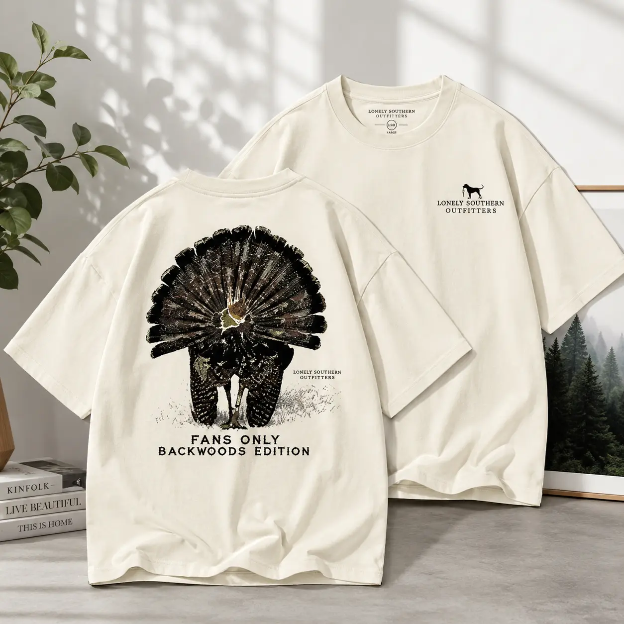 Simply Southern Fans Only Backwoods Edition Turkey Hunting Camo Graphic T-Shirt | Adult Unisex Hunting Tee | Vintage Wild Turkey Hunter Shirt | Outdoor Camouflage Apparel | Hunting Gift for Men, Dad, Outdoorsman, Sportsman