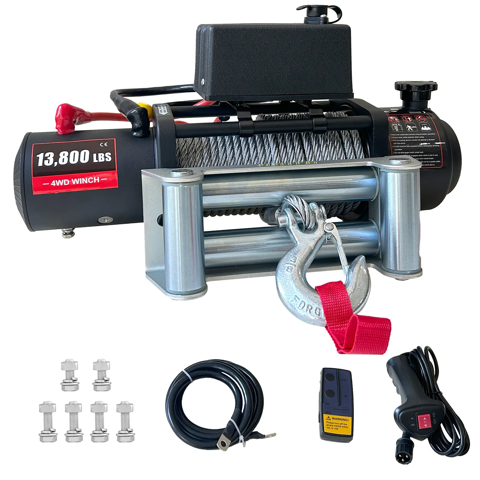 13,800lbs 12V Heavy Duty Electric Winch, IP67 Waterproof, 6.5hp Motor, 78ft Steel Cable, Wireless Remote, Powerful Winch for Off-Road Recovery, Towing, Trucks, Trailers, UTV, ATV