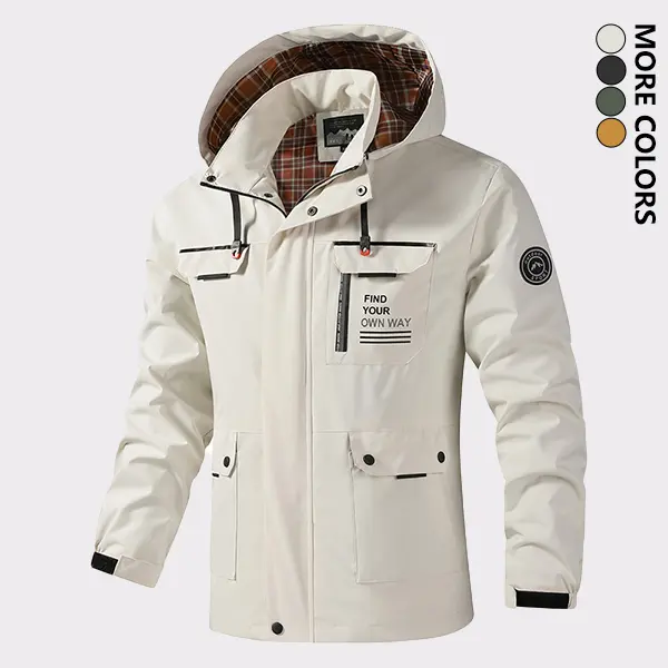 Men's Casual Hooded Softshell Jacket, Stylish Graphic Print & Removable Hood, Lightweight Windproof Workwear for Spring/Fall Daily & Outdoor Wear