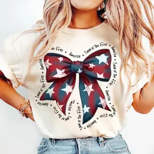 America Land Of The Free Memorial Day Coquette 4th of July Coquette Patriotic Bow Patriotic for Shirt America T-Shirt