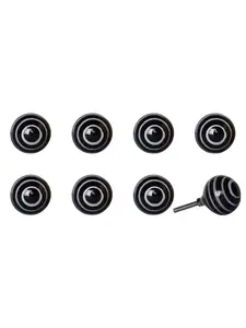 HomeRoots 544430 Black & Gray Ceramic & Metal Drawer Pull Knobs - Set of 8