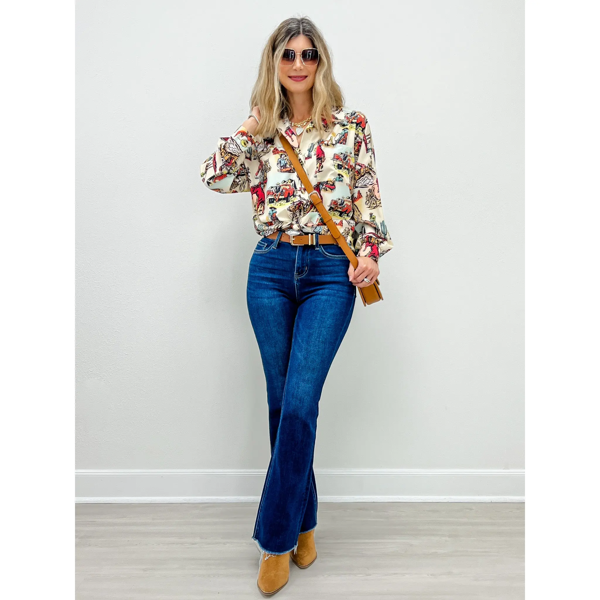 Vintage Western Button-Down Woven Top