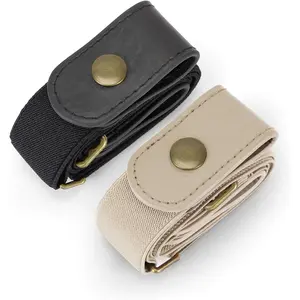2 Pack Buckle Free Comfortable Elastic Belt for Women or Men, Buckle-less No Bulge No Hassle Invisible Belts