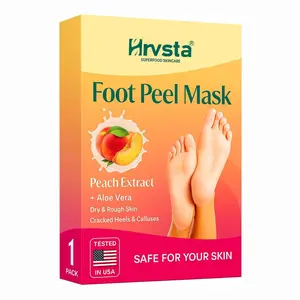 hrvsta Foot Peeling Mask 2 Pack | Dermatologically Tested Repairs Heels & Removes Dry Dead Skin for Baby Soft Feet | Exfoliating Foot Peel Mask for Dry Cracked Feet | Strawberry