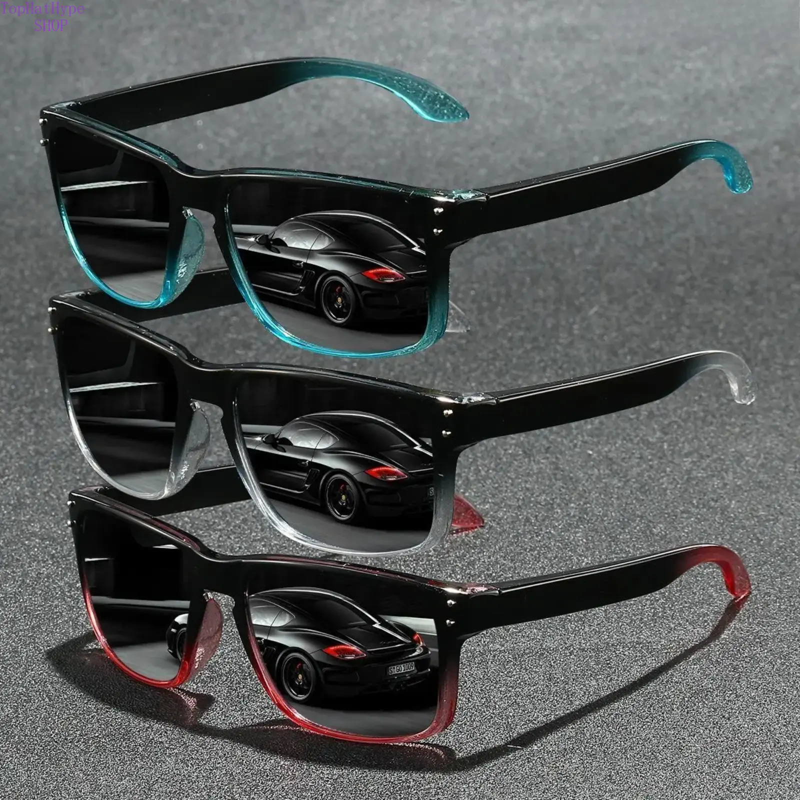 Women's 3-Piece Square Frame Sunglasses Set - 3-Lens, Multi-Style, Anti-UV Protective UV400 Mirrored Car Design Shades, Lightweight Trendy Eyewear for Outdoor, Travel Wear, Womens Sunglasses, 3-Lens Women's Sunglasses