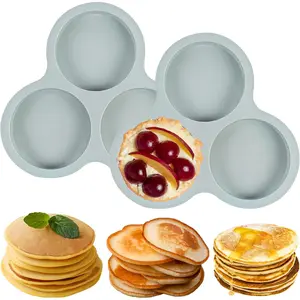 Egg Molds for Oven 2 count, 4 Inch  Muffin Top Pan  for Air Fryer, Nonstick Hamburger Bun Pans for Baking, Round Egg Mold for Breakfast Sandwiches Pie Tart Cake, Grey