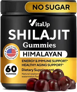Himalayan Shilajit Gummies for Men & Women - Pure Shilajit for Men Gummies - Sugar Free Gummy Supplements with Fulvic Acid - Healthy Aging, Immune & Energy Support - 60 Count