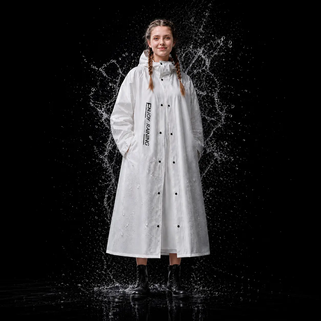 Unisex Drawstring Lightweight Waterproof Rain Coat - Sport Rainwear for Daily Commute, Outdoor Riding (Bicycle, Road Bike, Electric Scooter), Drawstring Raincoat