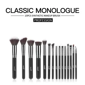 MSQ Classic Monologue 15-Piece Professional Makeup Brush Set in Synthetic Material for Flawless Application