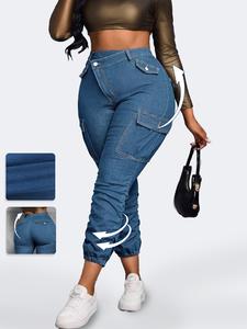 【plus size】 solid color denim pants, casual basic comfy jeans for daily wear, women's bottoms for all seasons, jeans for women, womenswear, streetwear, casual fashion denim, casual denim trousers