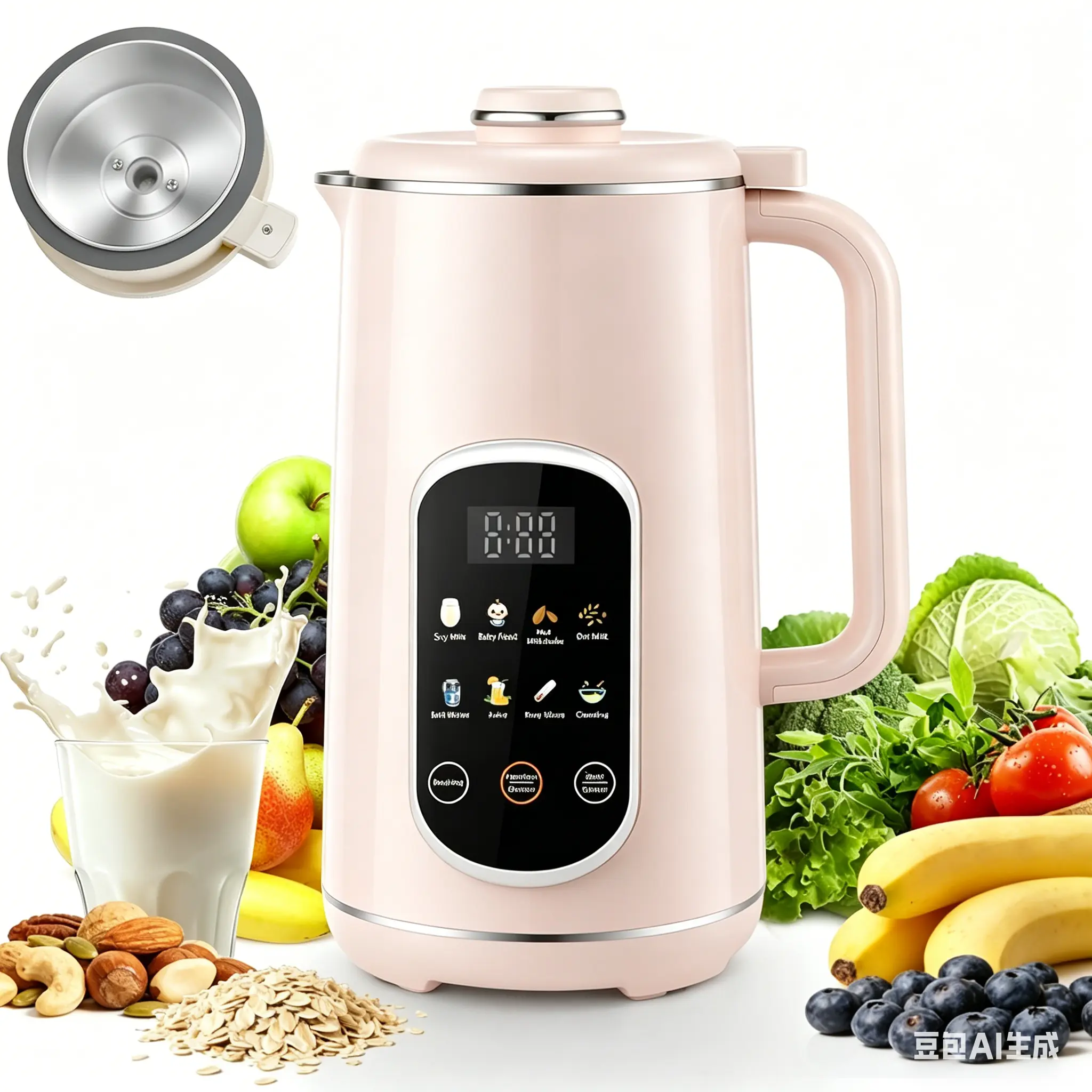 (Upgrade stainless steel lid) Nut Milk Maker, Automatic Almond Milk Machine for Homemade Plant-Based Milk, Oat, Soy, Yogurt, 5 Modes/35OZ Big Capacity Soy Milk Maker with Delay Setting and Self Cleaning/Blender/soy milk maker