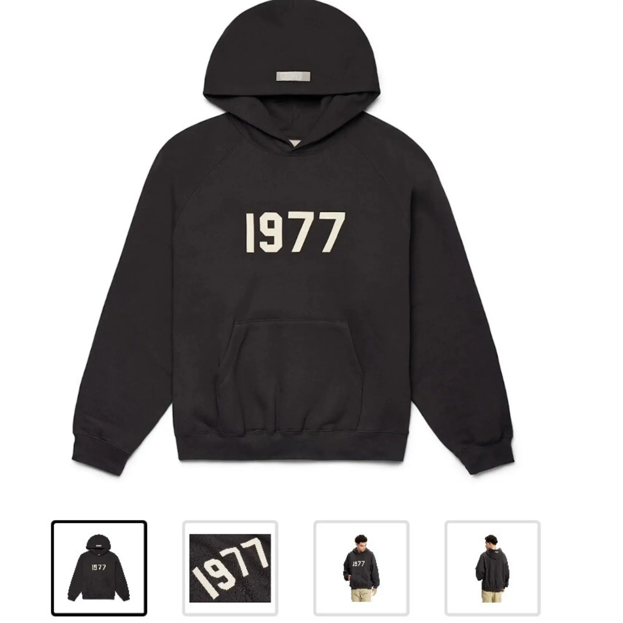 Unisex Black-1977 Essentlal Hoodie & Pants Black Set – Pullover Tracksuit Set, Heavyweight Fleece Oversized Matching Casual Outfits, Gift For Him Her